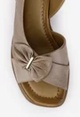 Sandale dama NUR din piele taupe cu ornament