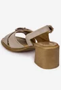 Sandale dama NUR din piele taupe cu ornament