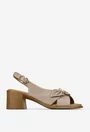 Sandale dama NUR din piele taupe cu ornament