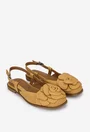 Sandale dama NUR galbene din piele naturala cu ornament