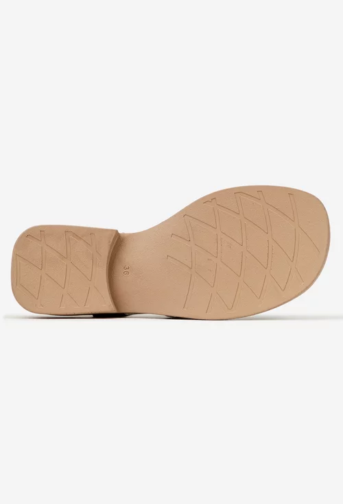 Sandale dama NUR gri din piele cu ornament