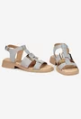 Sandale dama NUR gri din piele cu ornament