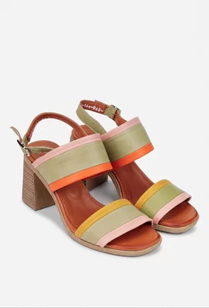Sandale dama NUR multicolore din piele naturala