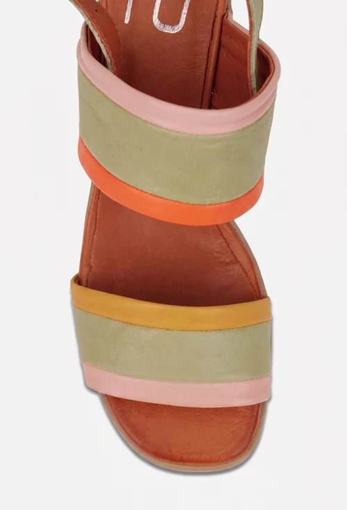Sandale dama NUR multicolore din piele naturala