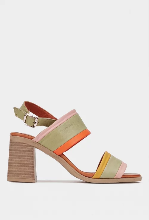 Sandale dama NUR multicolore din piele naturala