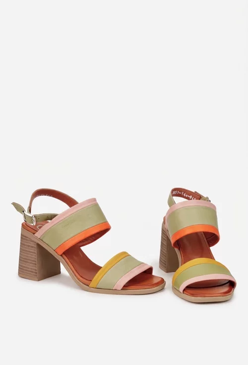 Sandale dama NUR multicolore din piele naturala