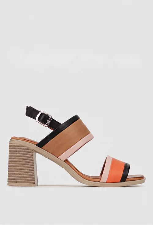 Sandale dama NUR multicolore din piele naturala