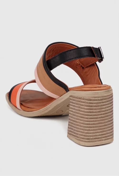 Sandale dama NUR multicolore din piele naturala
