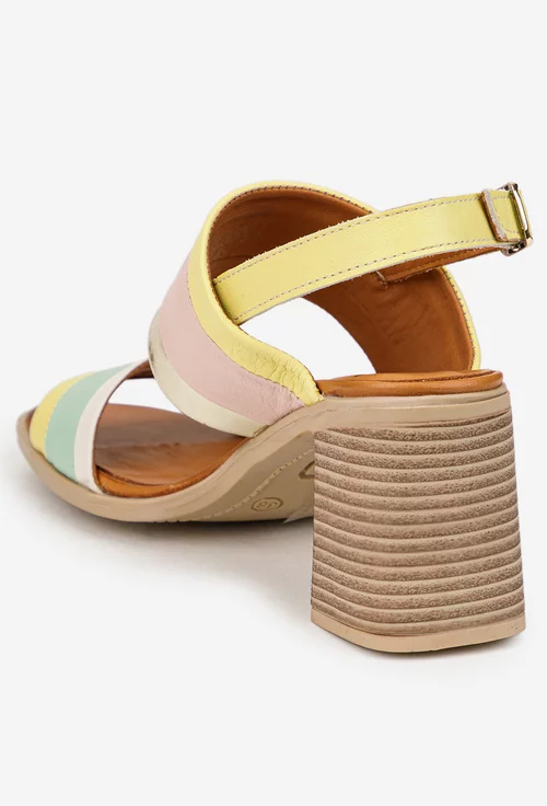 Sandale dama NUR multicolore din piele naturala