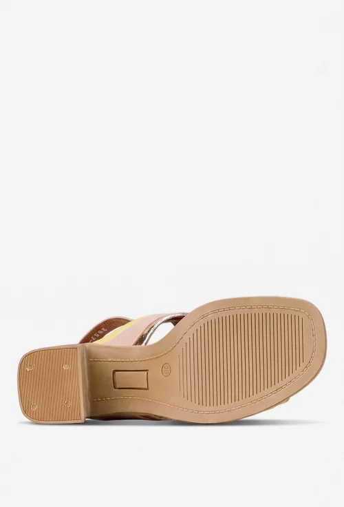 Sandale dama NUR multicolore din piele naturala