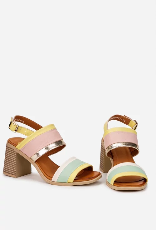 Sandale dama NUR multicolore din piele naturala