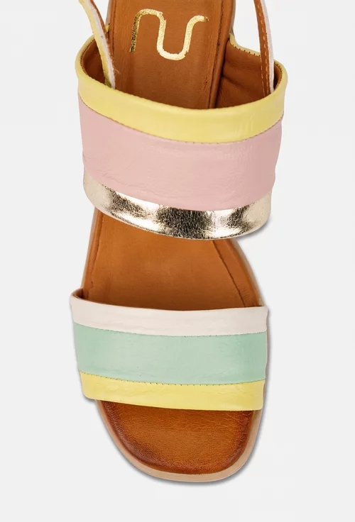 Sandale dama NUR multicolore din piele naturala