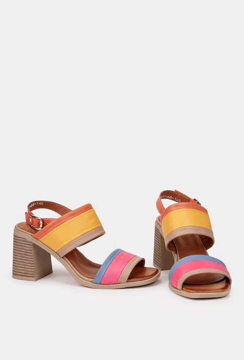 Sandale dama NUR multicolore din piele naturala