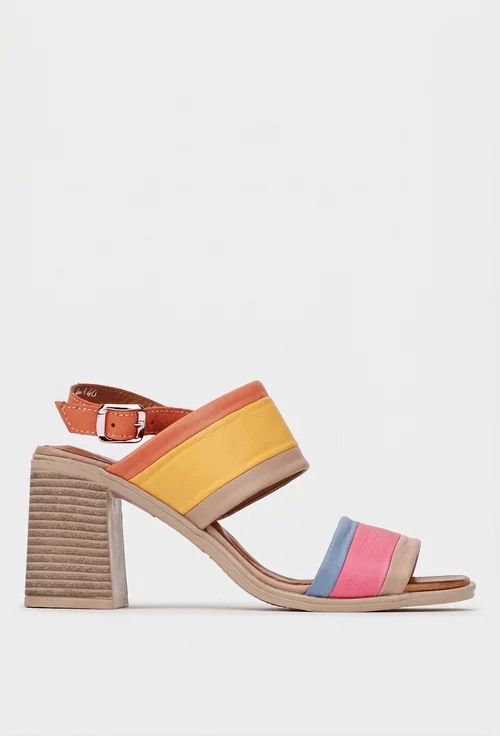 Sandale dama NUR multicolore din piele naturala