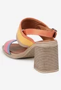 Sandale dama NUR multicolore din piele naturala