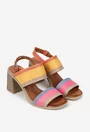 Sandale dama NUR multicolore din piele naturala