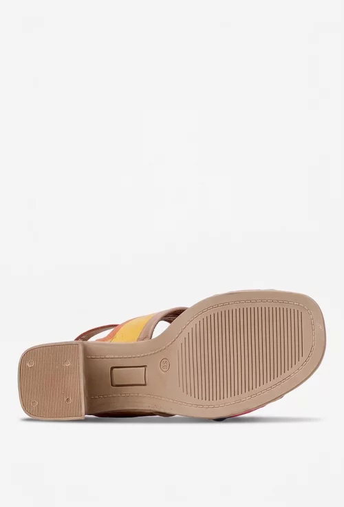 Sandale dama NUR multicolore din piele naturala