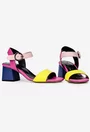 Sandale dama NUR multicolore din piele naturala cu varful patrat