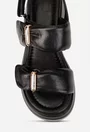 Sandale dama NUR neagra din piele cu ornamente aurii