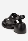 Sandale dama NUR neagra din piele cu ornamente aurii