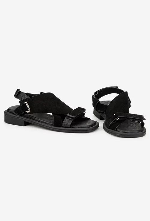 Sandale dama NUR negre din piele intoarsa picture - 6