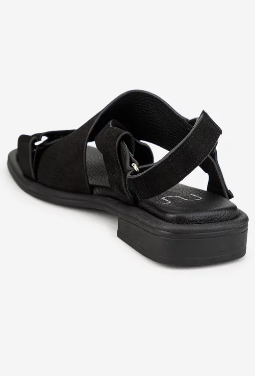 Sandale dama NUR negre din piele intoarsa picture - 4