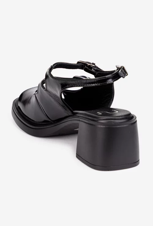 Sandale dama NUR negre din piele lacuita