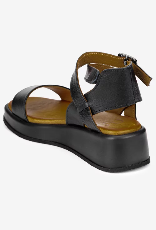 Sandale dama NUR negre din piele naturala