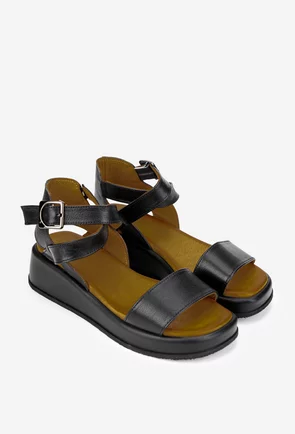 Sandale dama NUR negre din piele naturala
