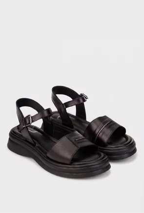 Sandale dama NUR negre din piele naturala