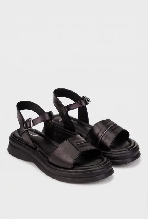 Sandale dama NUR negre din piele naturala