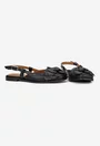 Sandale dama NUR negre din piele naturala cu ornament
