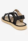 Sandale dama NUR negre din piele naturala cu ornament