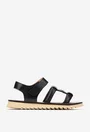 Sandale dama NUR negre din piele naturala cu ornament