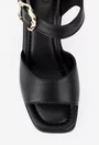 Sandale dama NUR negre din piele naturala cu toc