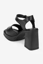 Sandale dama NUR negre din piele naturala cu toc
