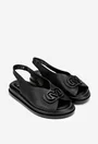 Sandale dama NUR negre din piele perforata
