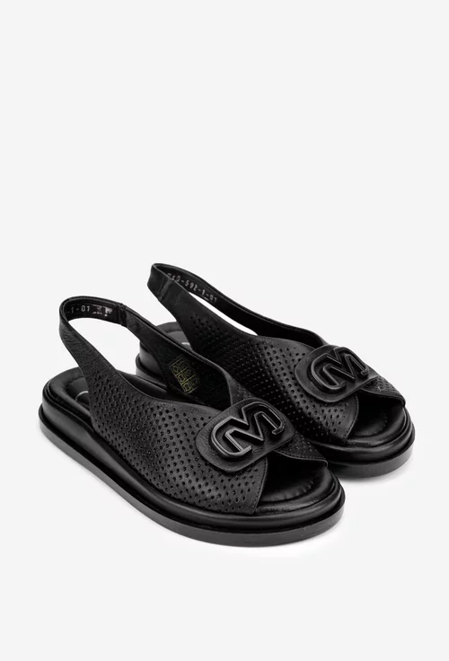Sandale dama NUR negre din piele perforata
