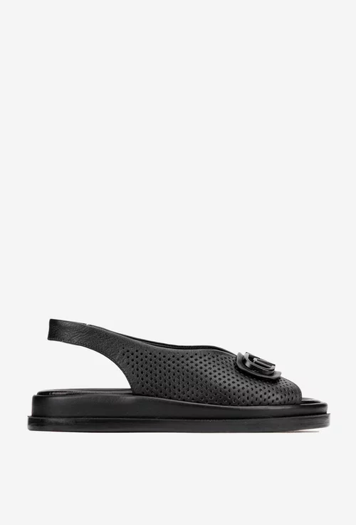 Sandale dama NUR negre din piele perforata
