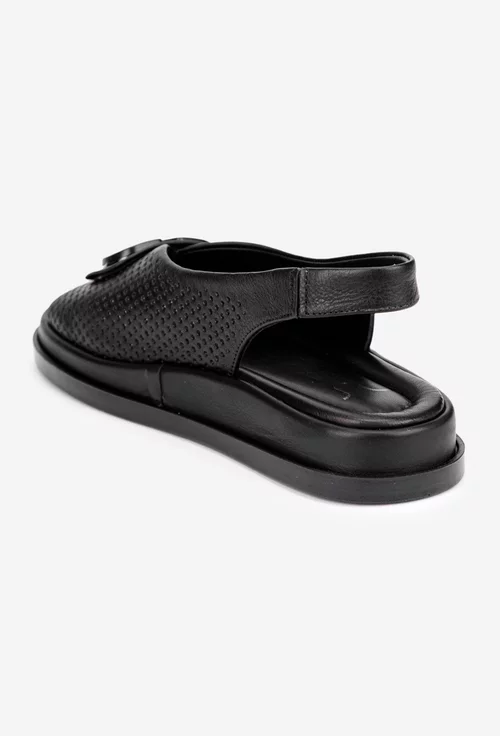 Sandale dama NUR negre din piele perforata