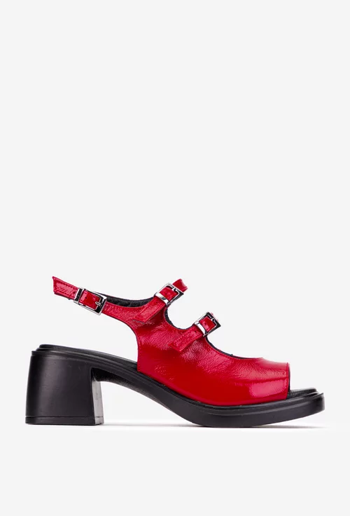 Sandale dama NUR rosii din piele lacuita