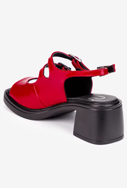 Sandale dama NUR rosii din piele lacuita