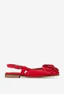 Sandale dama NUR rosii din piele naturala cu ornament