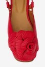 Sandale dama NUR rosii din piele naturala cu ornament