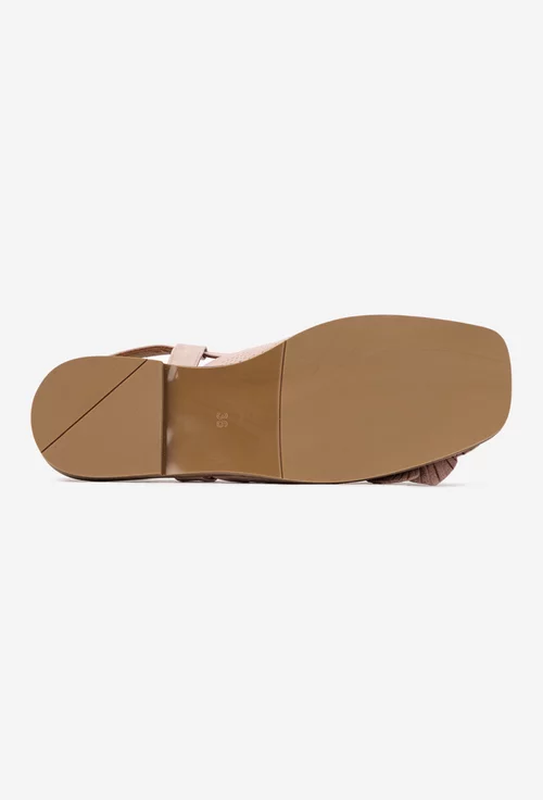 Sandale dama NUR roz pudra din piele naturala cu ornament