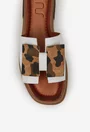 Sandale dama NUR stil papuc albe din piele cu funda