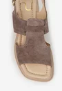 Sandale dama NUR taupe din piele intoarsa