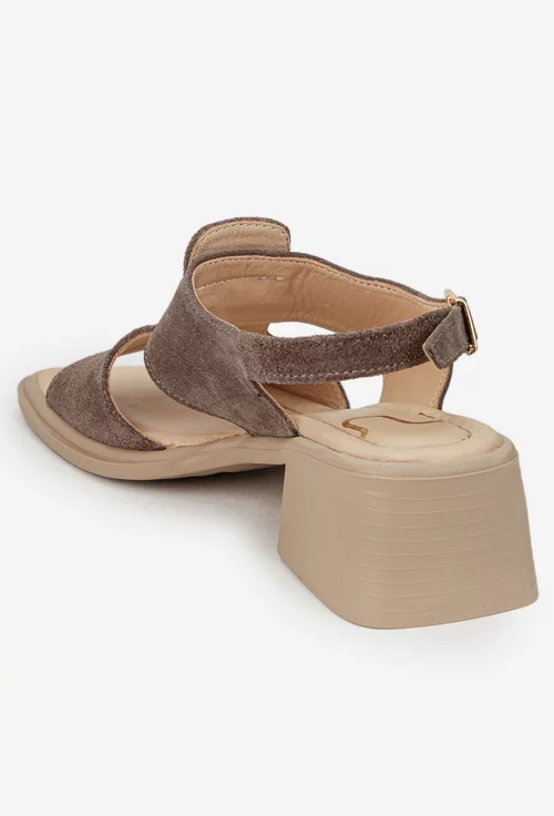 Sandale dama NUR taupe din piele intoarsa