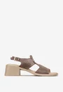 Sandale dama NUR taupe din piele intoarsa