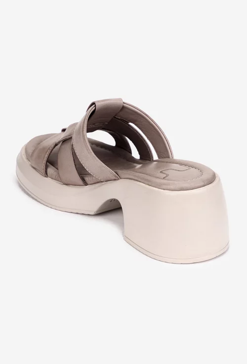 Sandale dama NUR taupe din piele naturala